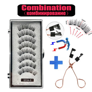 2 Pairs 3D Natural Magnetic Eyelashes ,With 5 Magnetic Lashes Handmade Reusable Magnetic False Eyelashes Support Drop Shipping