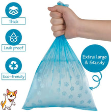 Load image into Gallery viewer, Pet Poop Bags Disposable Dog Waste Bags, Bulk Poop Bags with Leash Clip and Bone Bag Dispenser 5Roll(75Pcs) Bags with Paw Prints
