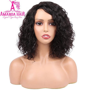 Amanda Pixie Cut Curly Human Hair Wig Brazilian Water Wave Bob Human Hair Wig Non lace Short Bob Curly Wig Full Machine Made Wig