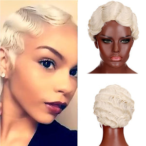 HOUYAN 6 inch synthetic short black African wig suitable for black women black blonde mixed brown heat resistant
