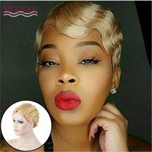 Load image into Gallery viewer, HOUYAN 6 inch synthetic short black African wig suitable for black women black blonde mixed brown heat resistant
