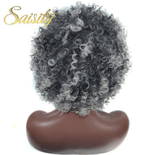 Load image into Gallery viewer, Saisity Kinky Curly Afro Wigs Synthetic  Wig For Women Colors Brown Short Women Grey Black Natural Female Wigs
